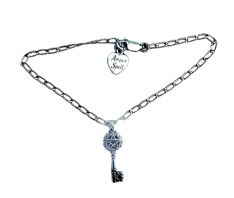Pulsera Llave Chica Pentagrama Plata.925 Rodio