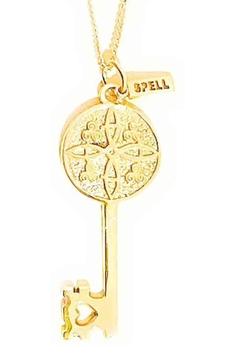 Dije Llave Sello Nudo Bruja Plata.925 Oro 24k