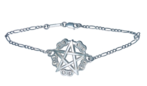 Pulsera Hombre Pentagrama con Infinitos plata.925 baño de Rodio