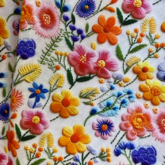 Tecido Tricoline Digital 3D Laura Efeito Bordado 100% Algodão