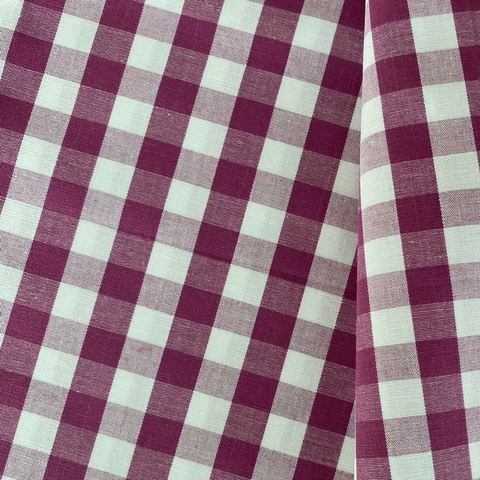 Tecido Tricoline Xadrez Médio 20xm Vichy Fio Tinto UVA/MAGENTA 100% Algodão