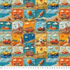 Tecido Tricoline Digital 3D Infantil Coleção Pinturas 100% Algodão - comprar online