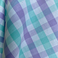 Tecido Tricoline Xadrez Fio Tinto Olívia LILÁS/VERDE ÁGUA 100% Algodão - Costura Criativa Tecidos
