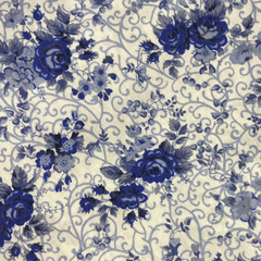 Tecido Tricoline Fernanda cor 18 azul/branco 100% Algodão - Costura Criativa Tecidos