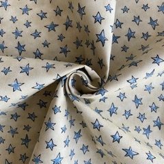 Tecido Tricoline Estrelinhas Azul/Bege 100% Algodão na internet