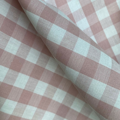 Tecido Tricoline Xadrez Médio 20xm Vichy Fio Tinto ROSÊ 100% Algodão