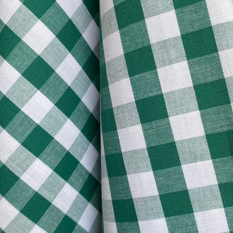Tecido Tricoline Xadrez Médio 20xm Fio Tinto Vichy VERDE 100% Algodão