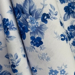 Tecido Tricoline Íris Azul/Branco 100% Algodão - comprar online
