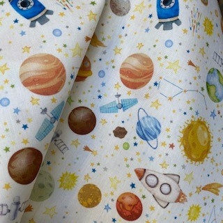 Tecido Tricoline Digital Planetas 100% Algodão