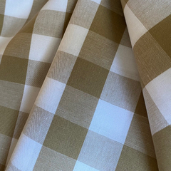 Tecido Tricoline Xadrez Gde 30xm Tinto Vichy Cáqui 100% Algodão - comprar online