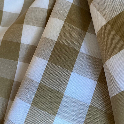 Tecido Tricoline Xadrez Gde 30xm Tinto Vichy Cáqui 100% Algodão - comprar online