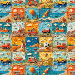 Tecido Tricoline Digital 3D Infantil Coleção Pinturas 100% Algodão