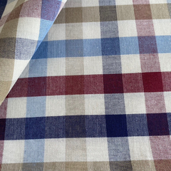 Tecido Tricoline Xadrez Fio Tinto Olívia Marinho/Bordô 100% Algodão - Costura Criativa Tecidos