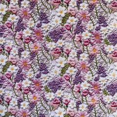 Tecido Tricoline Digital 3D Selena Efeito Bordado 100% Algodão - Costura Criativa Tecidos