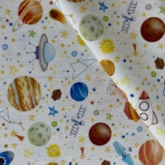 Tecido Tricoline Digital Planetas 100% Algodão - Costura Criativa Tecidos