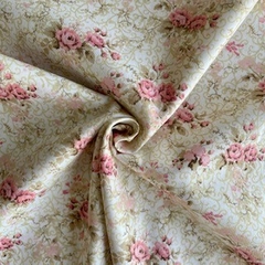 Tecido Tricoline Fernanda Cor 02 rosa/bege 100% Algodão - comprar online