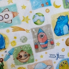 Tecido Tricoline Digital Planetas Quadros 100% Algodão - comprar online