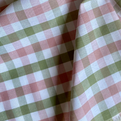 Tecido tricoline Xadrez Fio Tinto Olívia Rosa 100% Algodão