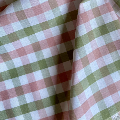 Tecido tricoline Xadrez Fio Tinto Olívia Rosa 100% Algodão