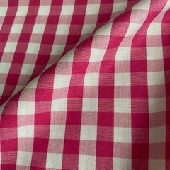 Tecido Tricoline Xadrez Médio 20xm Vichy Fio Tinto PINK 100% Algodão - comprar online