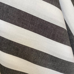 Tecido Tricoline Listrado Largo P&B 330 Fio Tinto 100% Algodão