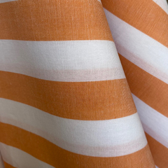 Tecido Tricoline Listrado Largo Laranja 330 Fio Tinto 100% Algodão