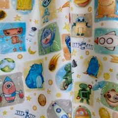 Imagem do Tecido Tricoline Digital Planetas Quadros 100% Algodão