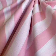 Tecido Tricoline Listrado Largo Rosa 330 Fio Tinto 100% Algodão - comprar online