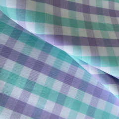Tecido Tricoline Xadrez Fio Tinto Olívia LILÁS/VERDE ÁGUA 100% Algodão