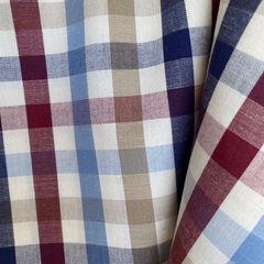 Tecido Tricoline Xadrez Fio Tinto Olívia Marinho/Bordô 100% Algodão - comprar online