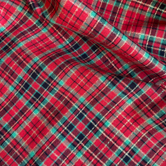 Tecido Tricoline Fio Tinto Xadrez Natal com fios dourados 1046