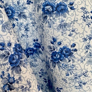 Tecido Tricoline Fernanda cor 18 azul/branco 100% Algodão