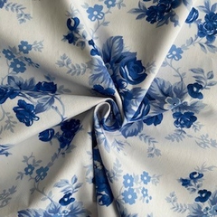 Tecido Tricoline Íris Azul/Branco 100% Algodão - Costura Criativa Tecidos