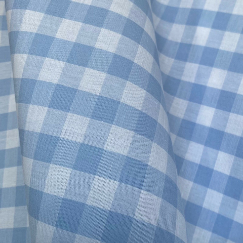 Tecido Tricoline Xadrez Médio 20xm Vichy Fio Tinto AZUL 100% Algodão