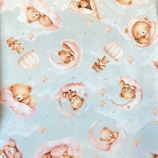 Tecido Tricoline Digital Ursos Rosa Dream 100% Algodão