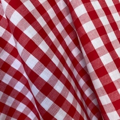 Tecido Tricoline Xadrez Médio 20xm Vichy Fio Tinto VERMELHO 100% Algodão