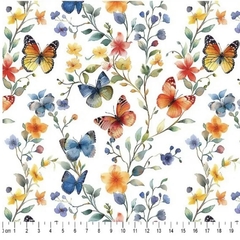 Tecido Tricoline Digital Borboletas II cor 02 100% Algodão