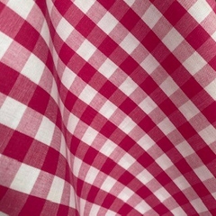 Tecido Tricoline Xadrez Médio 20xm Vichy Fio Tinto PINK 100% Algodão - loja online