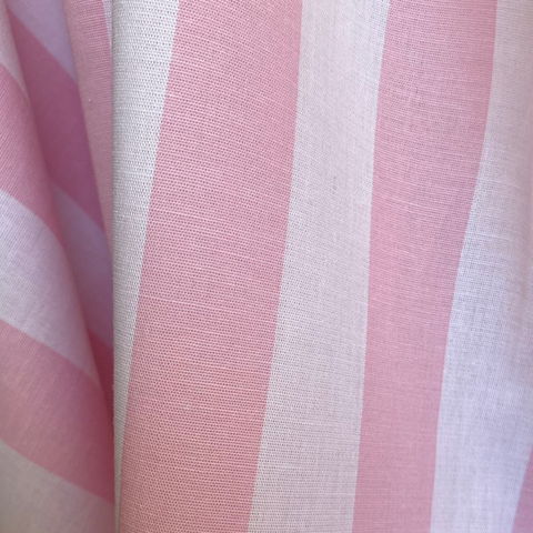 Tecido Tricoline Listrado Largo Rosa 330 Fio Tinto 100% Algodão