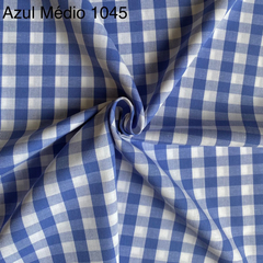Tecido Tricoline Xadrez Médio 20xm Fio Tinto Vichy Azul Médio 100% Algodão na internet