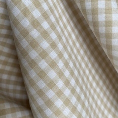 Tecido Tricoline Xadrez Pequeno 9xm Vichy Fio Tinto BEGE 100% Algodão
