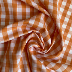 Tecido Tricoline Xadrez Médio 20xm Vichy Fio Tinto LARANJA 100% Algodão na internet