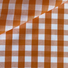 Tecido Tricoline Xadrez Médio 20xm Vichy Fio Tinto LARANJA 100% Algodão - comprar online