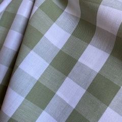 Tecido Tricoline Xadrez Gde 30xm Fio Tinto Verde Malva 100% Algodão - Costura Criativa Tecidos