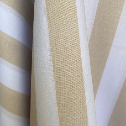 Tecido Tricoline Listrado Largo Bege 330 Fio Tinto 100% Algodão