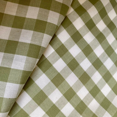Tecido Tricoline Xadrez Médio 20xm Vichy Fio Tinto VERDE MALVA 100% Algodão