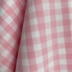 Tecido Tricoline Xadrez Médio 20xm Vichy Fio Tinto ROSA 100% Algodão