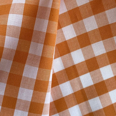Tecido Tricoline Xadrez Médio 20xm Vichy Fio Tinto LARANJA 100% Algodão