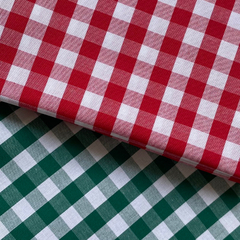 Kit Natal Tricoline Composê Xadrez Vichy Fio Tinto 2 cortes 100% Algodão