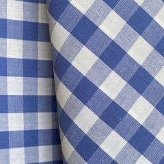 Tecido Tricoline Xadrez Médio 20xm Fio Tinto Vichy Azul Médio 100% Algodão